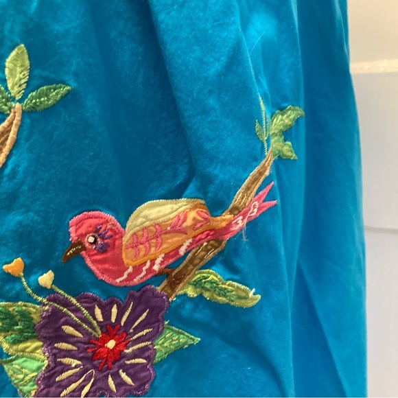 Bechamel bright blue embroidered square neck short sleeve summer peasant dress L - Picture 6 of 16